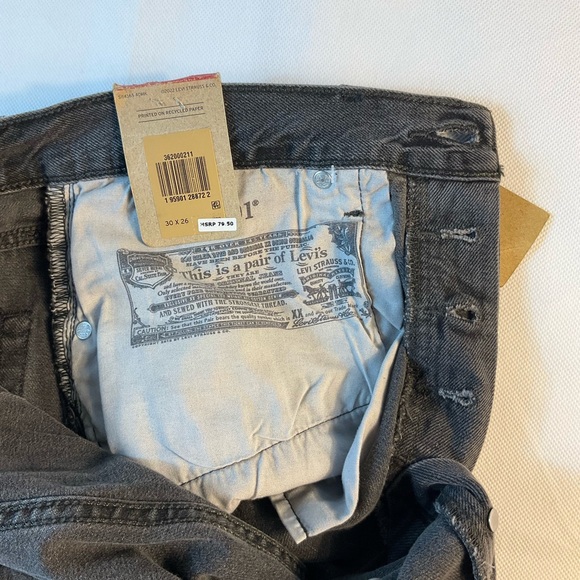 Levi’s Women’s 501 High Rise Straight Jeans Distressed Button Fly Black 28x30 - Picture 10 of 11